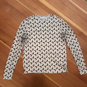 Marine Serre Moon-Print Long Sleeve Top - Cream & Black
